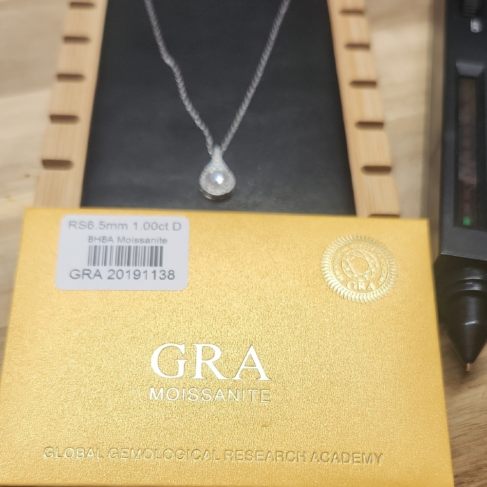 Moissanite Teardrop Pendant Necklace 925 Sterling Silver - Picture 9 of 15